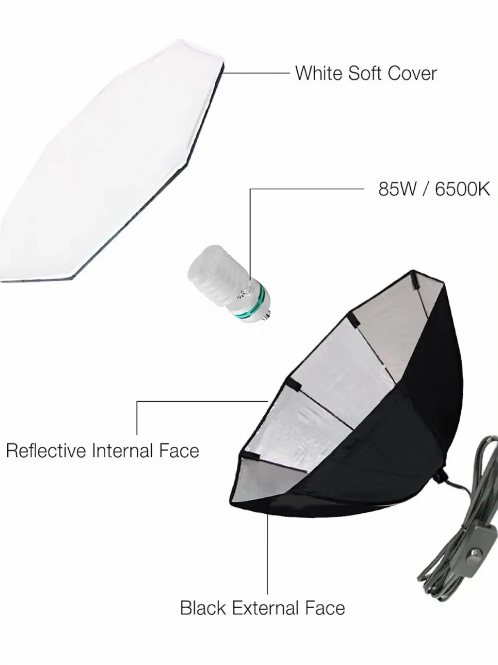 Black Photography Boom Arm Light Stand with Softbox - Unbranded